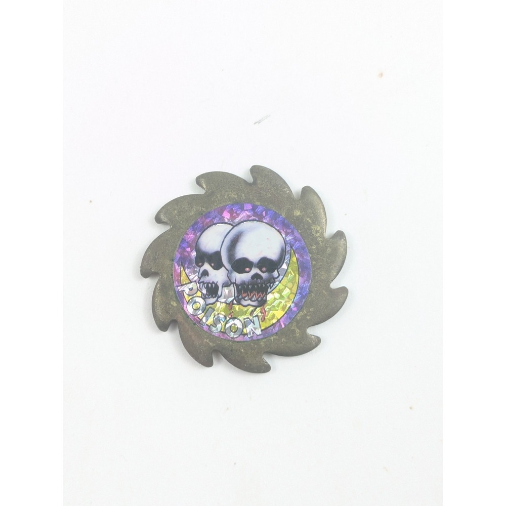 Hologram Poison Skull Pog Milk Cap  Metal Saw Blade Slammer